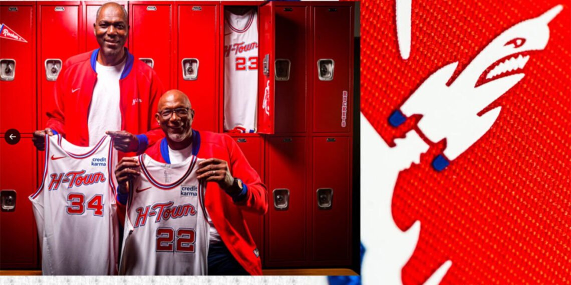 Former Rockets, UH Coogs stars Olajuwon, Drexler usher in Clutch City’s new uniforms