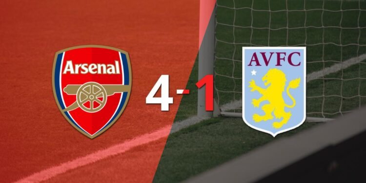 Arsenal overpower Aston Villa to stay clear at the top of the Premier League