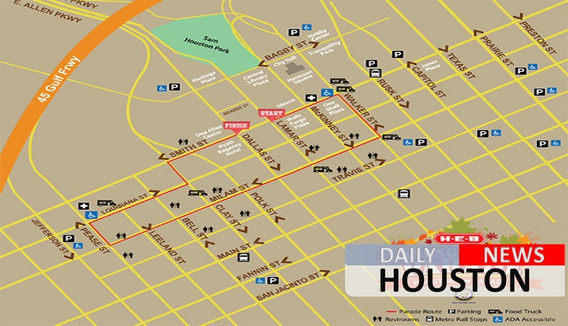 Street closures and parking for HEB Thanksgiving Parade