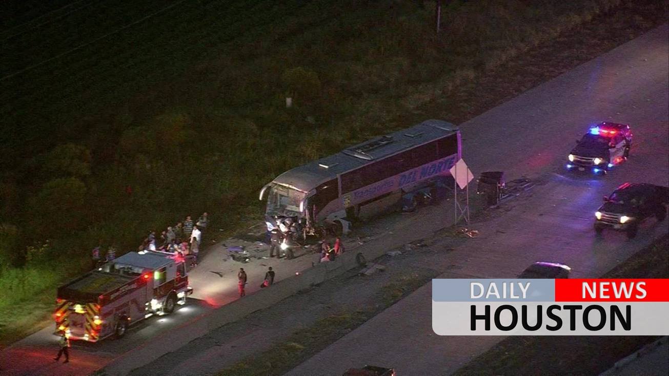 3 hospitalized after charter bus crashes into guard rail in Rosenberg