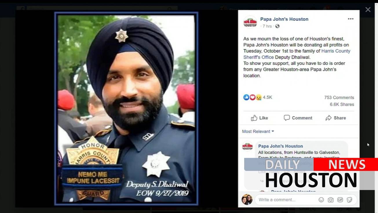 Papa John’s to donate profits to family of fallen deputy Sandeep Dhaliwal on Tuesday