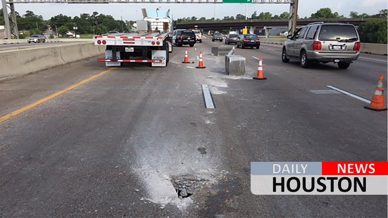 Lost load of concrete damages road, shutting down North Loop lanes for the day