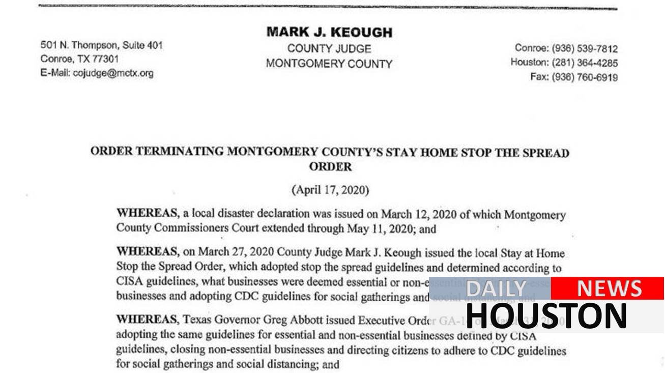 Montgomery Co. ends stay home directive, deferring to Texas’ order