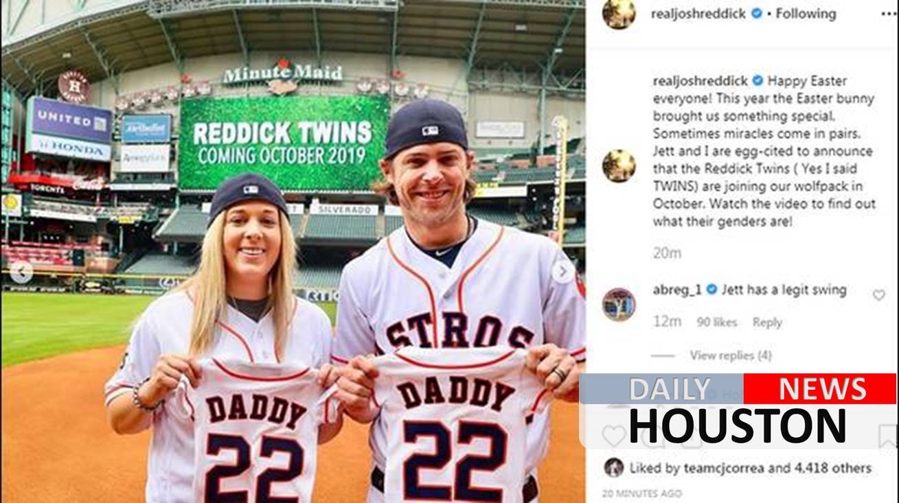 Astros star Josh Reddick and wife Jett welcome twin boys